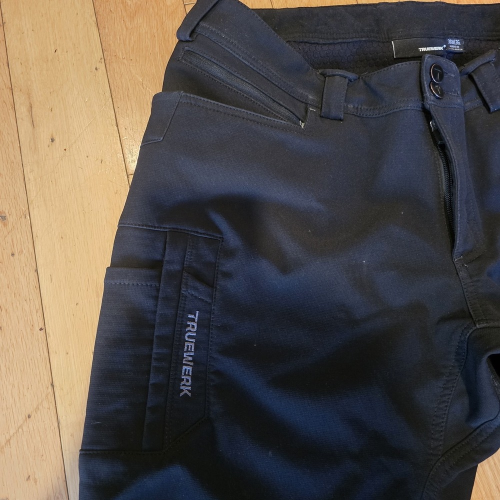Truewerk T3 Work Pants Mens 36x36 Black Fleece Lined Cargo Utility Stretch - Picture 4 of 16